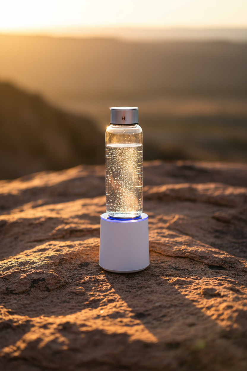 Hydrogen Water Bottle — Golden Hour Outdoors
